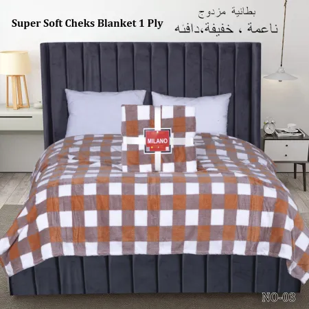 Milanobedlinen Blanket Velvet Single Ply - Soft Check